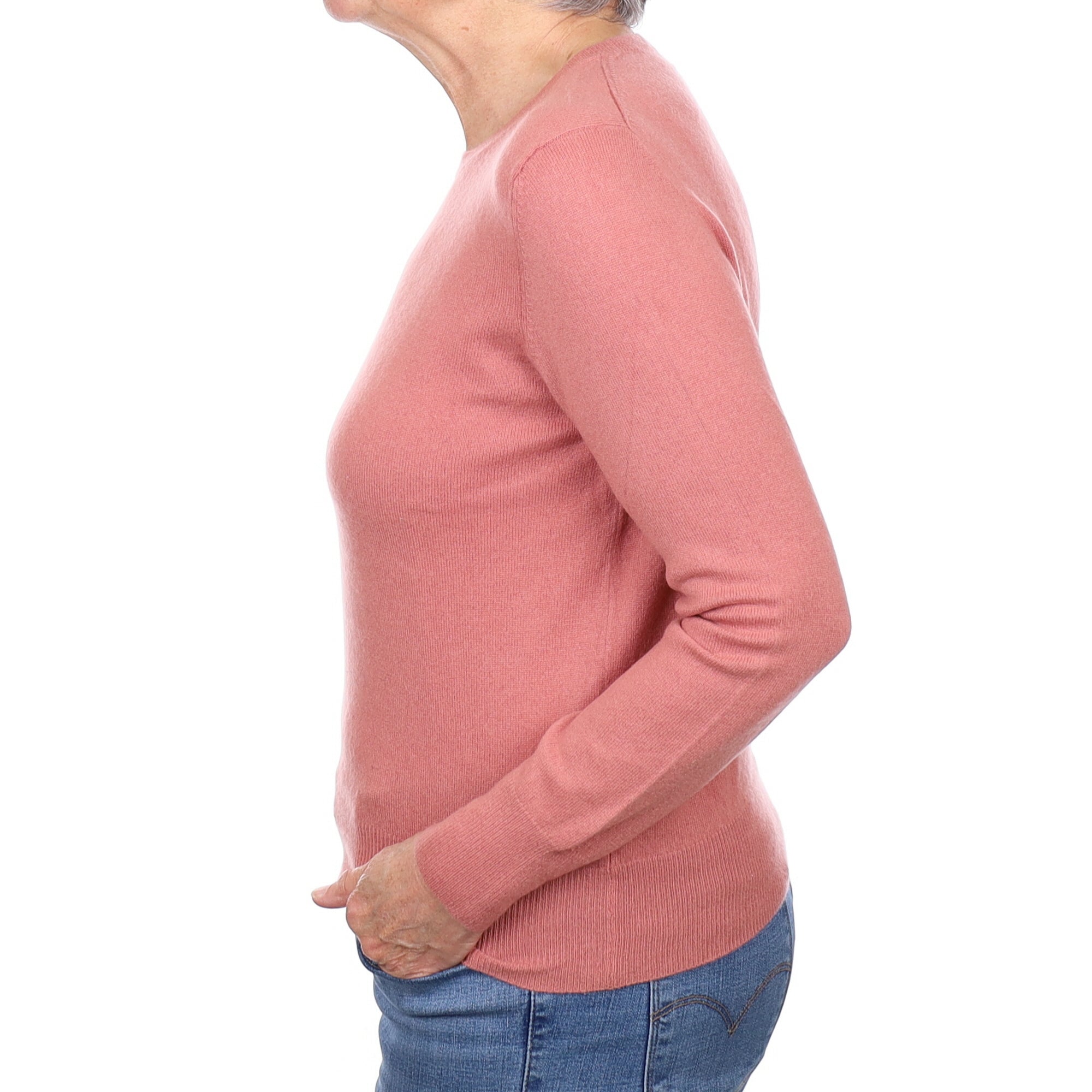Blush Pink Cashmere Crew Neck Jumper Medium