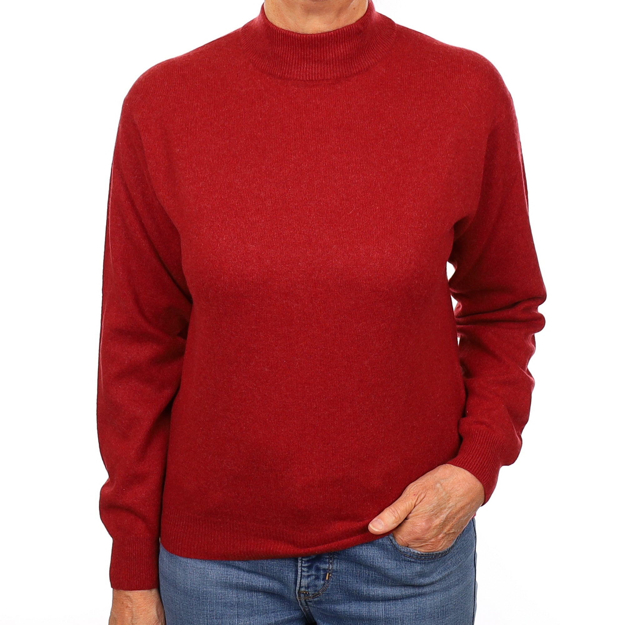 Brick Red Cashmere Turtleneck Jumper Medium