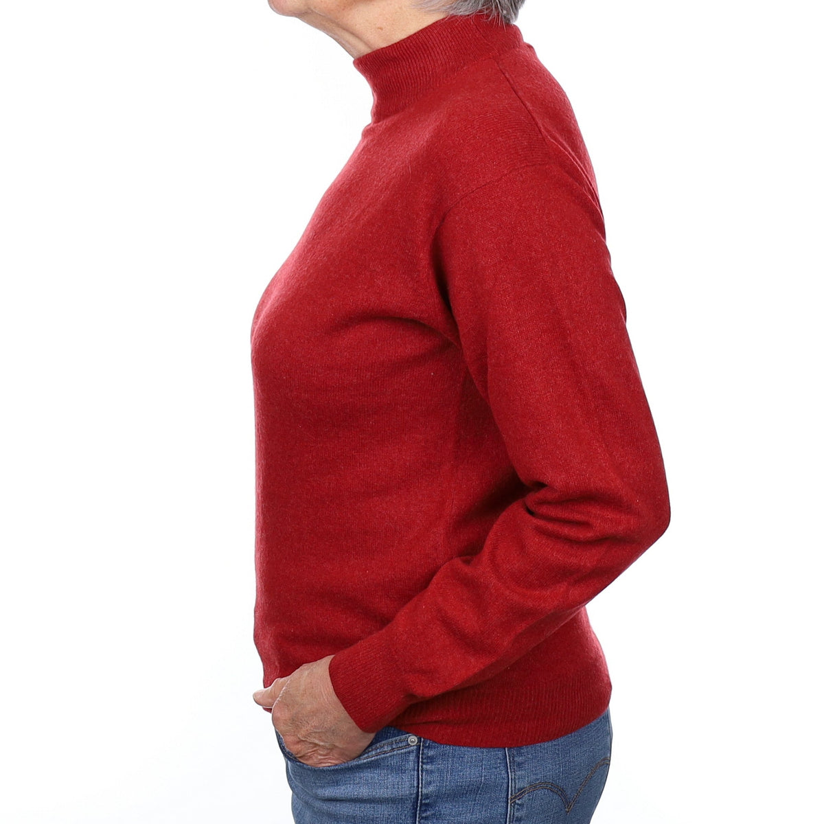 Brick Red Cashmere Turtleneck Jumper Medium