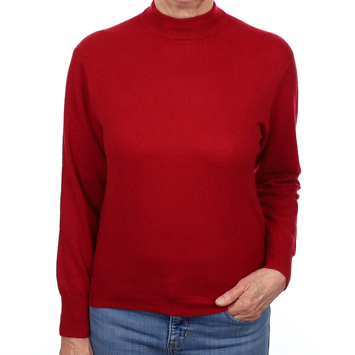 Crimson Red Cashmere Turtleneck Jumper Medium