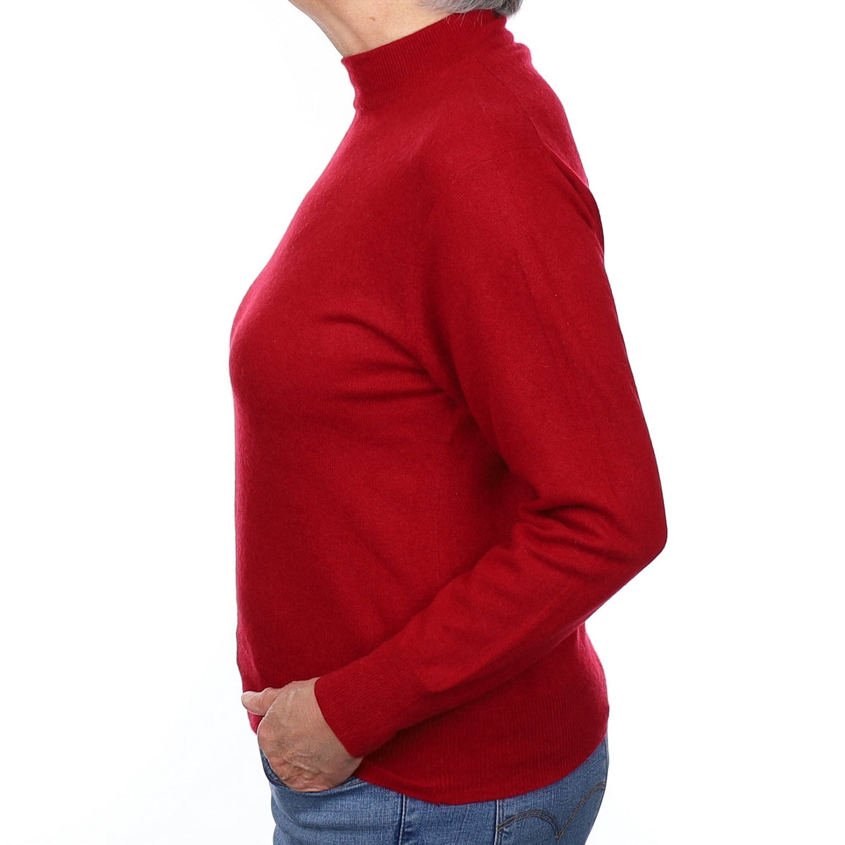 Crimson Red Cashmere Turtleneck Jumper Medium