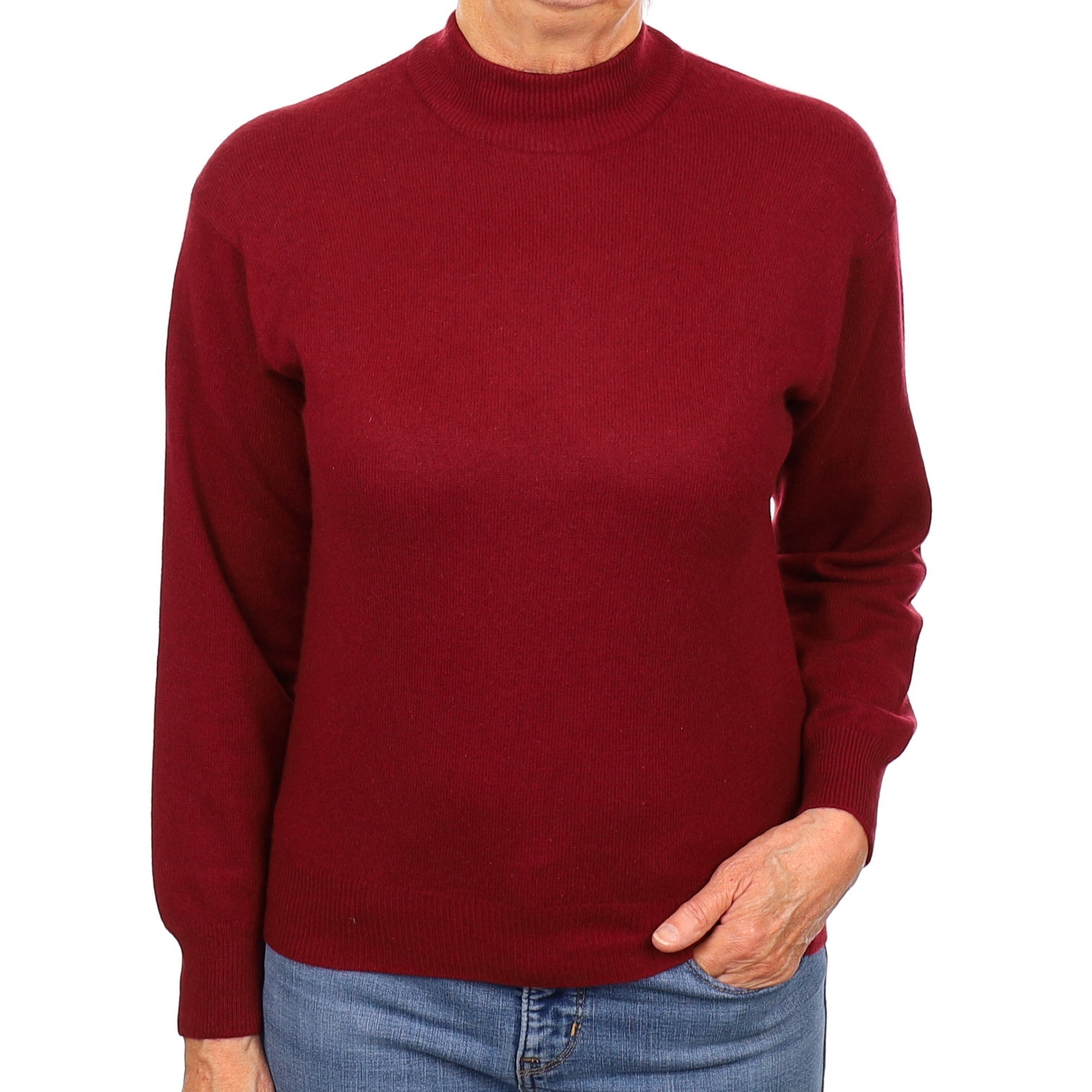 Burgundy Red Cashmere Turtleneck Jumper Medium