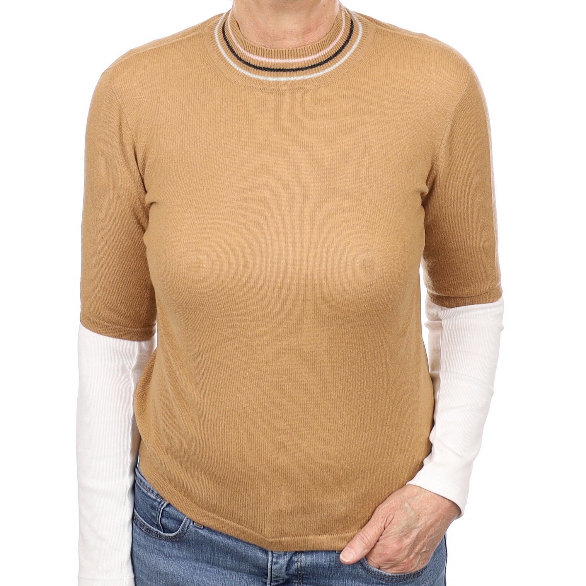 Butterscotch Cashmere Short Sleeve Turtle Neck Jumper Medium