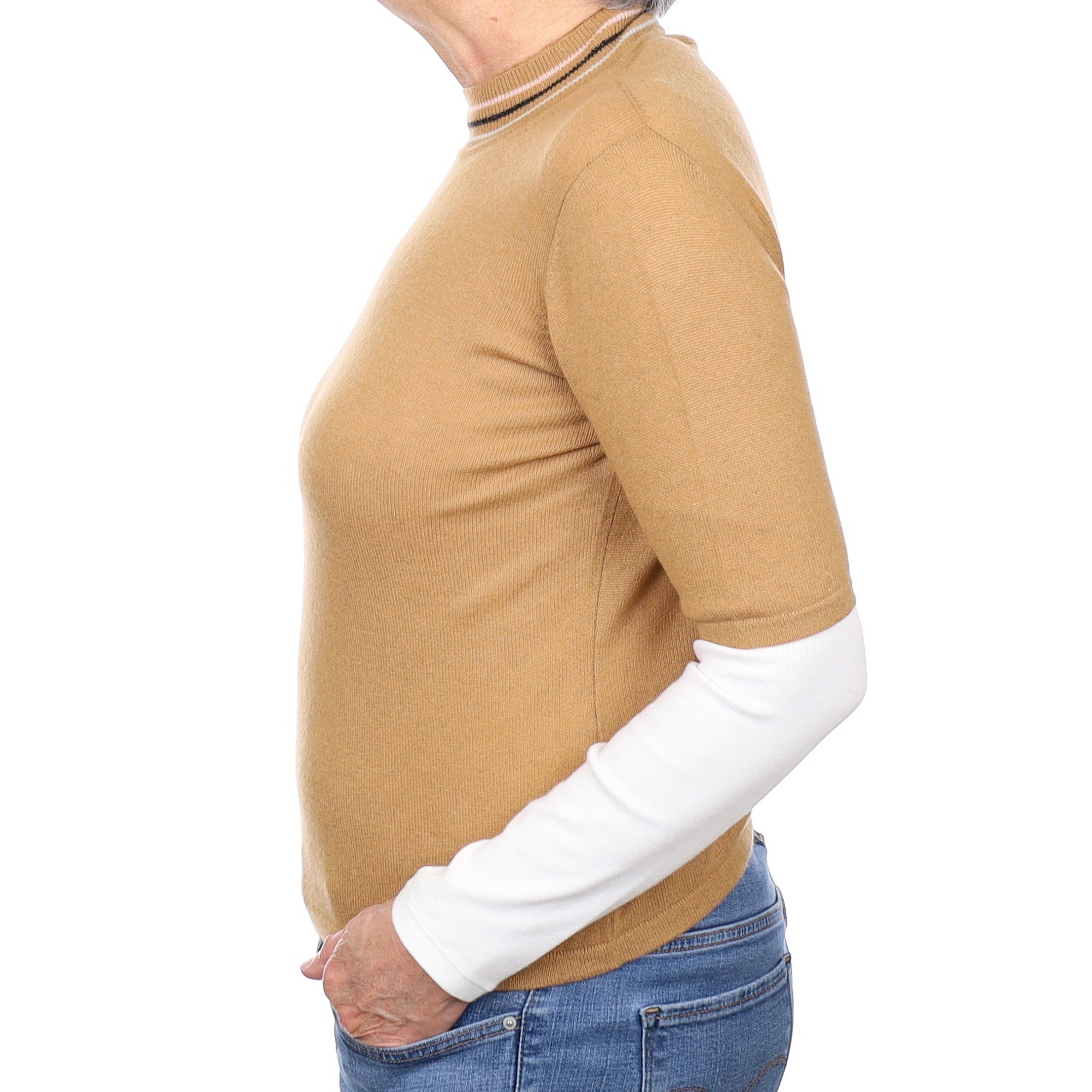 Butterscotch Cashmere Short Sleeve Turtle Neck Jumper Medium