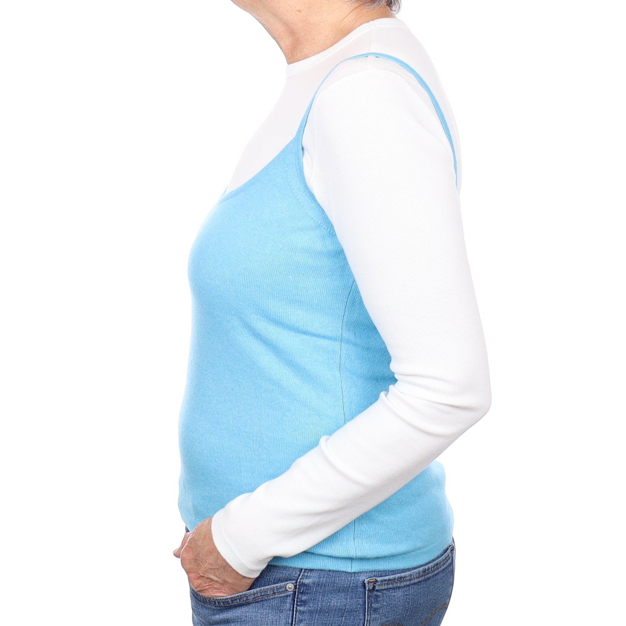 Italian Aquamarine Blue Cashmere Vest Medium