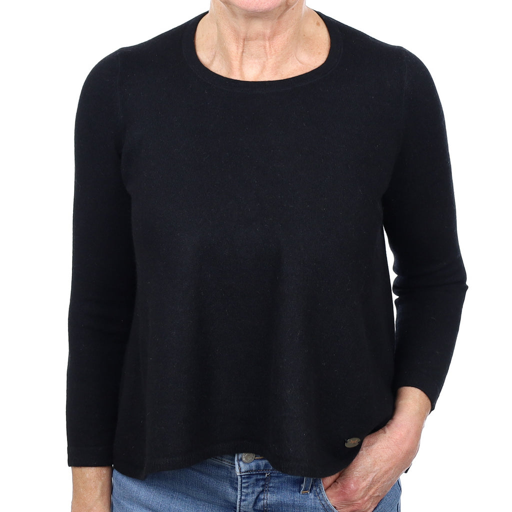 Black A-Line Cashmere Crew Neck Jumper Medium