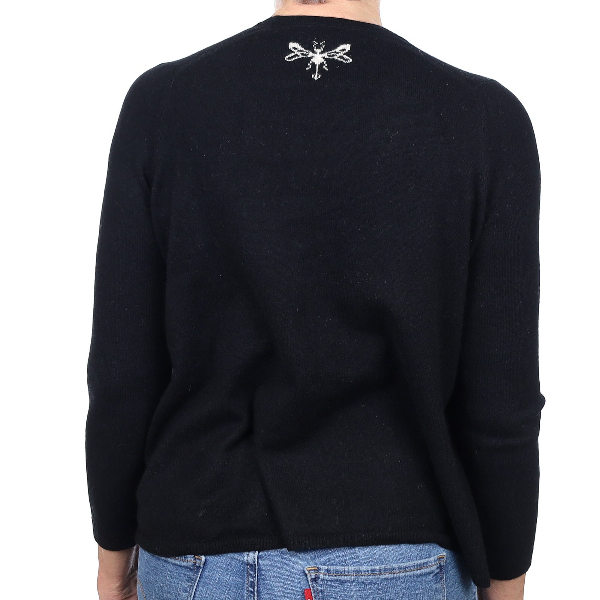Black A-Line Cashmere Crew Neck Jumper Medium