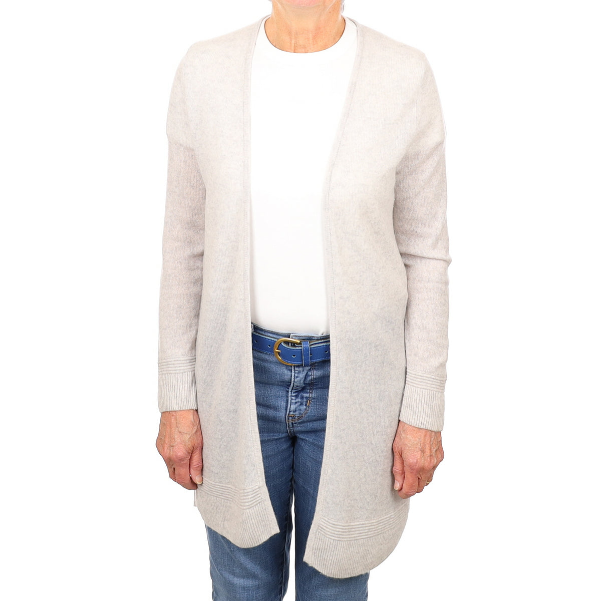 Mist Grey Cashmere Edge to Edge Cardigan Medium