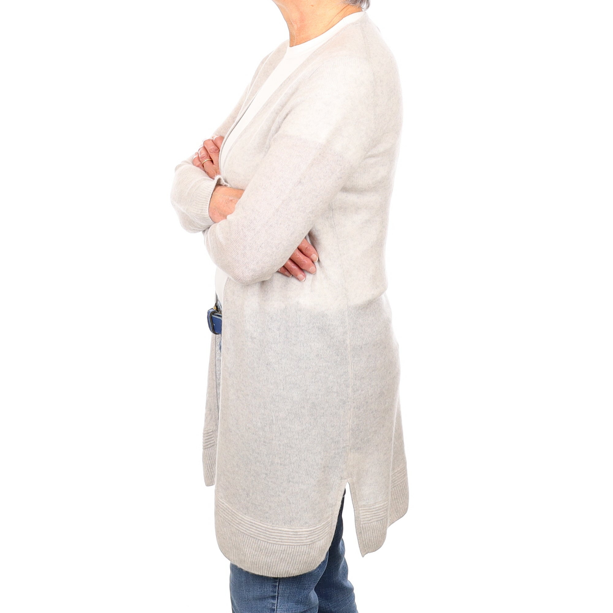 Mist Grey Cashmere Edge to Edge Cardigan Medium