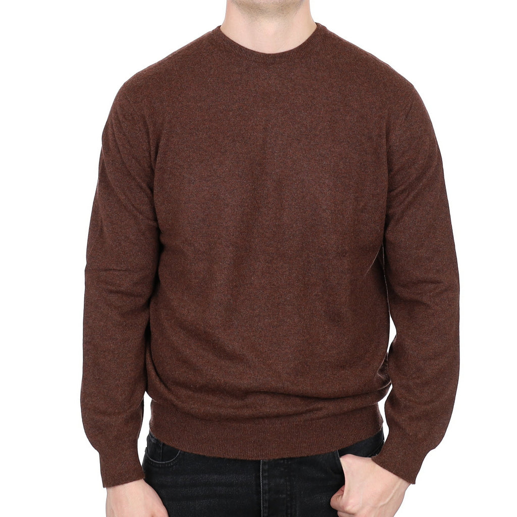 Men's Scottish Chestnut Brown Cashmere Crew Neck Jumper XL