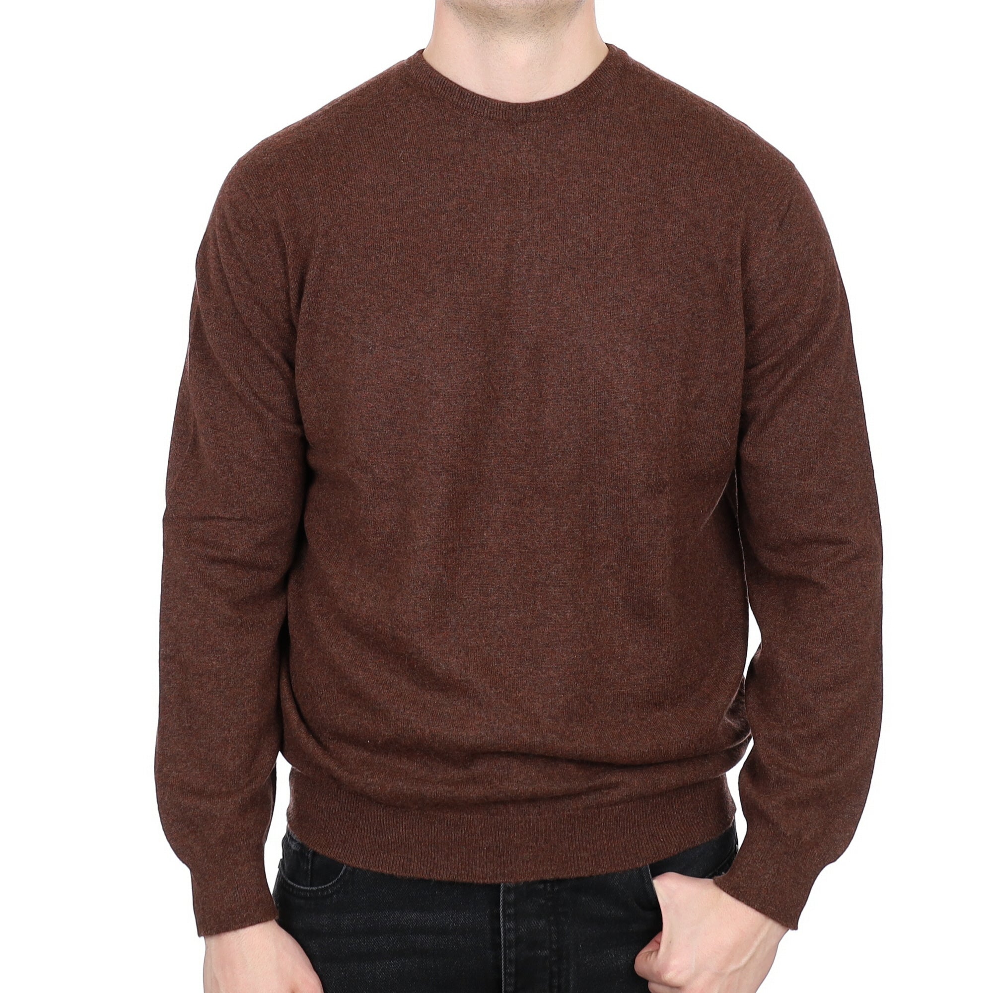 Men's Scottish Chestnut Brown Cashmere Crew Neck Jumper XL