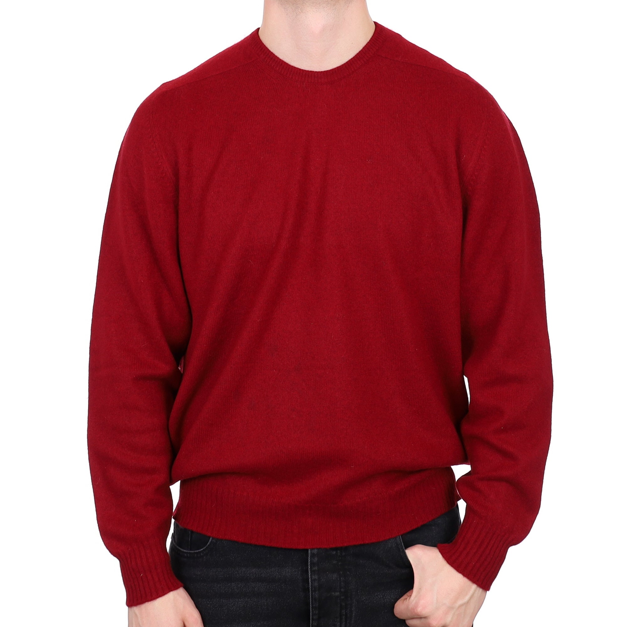 Men's Scottish Burgundy Cashmere V Neck Jumper XXL