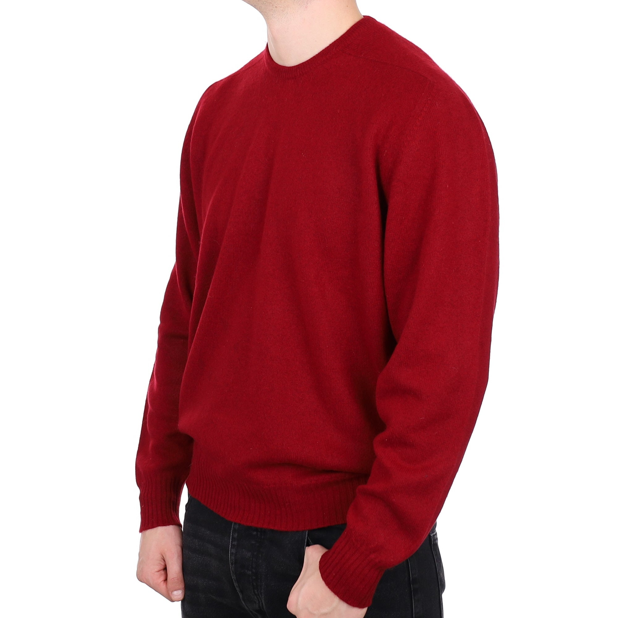 Men's Scottish Burgundy Cashmere V Neck Jumper XXL
