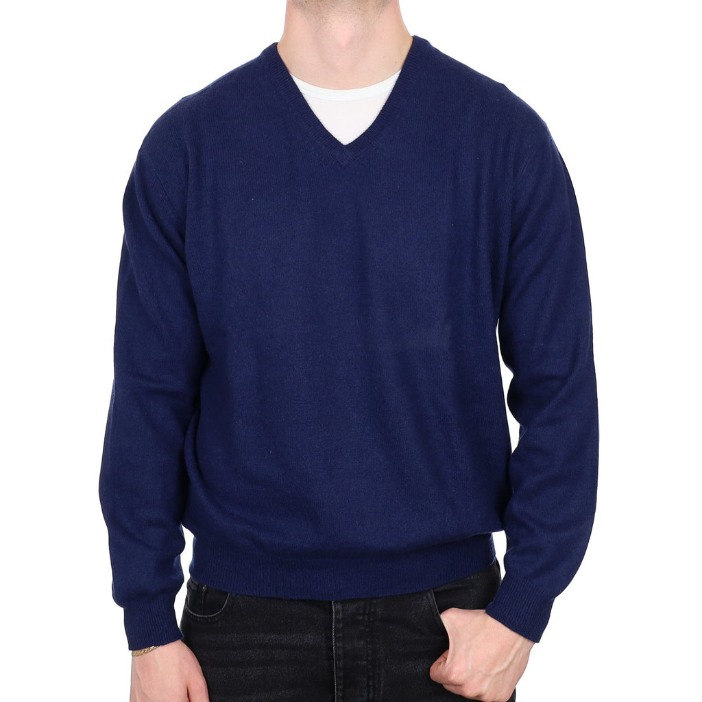 Men's French Navy Cashmere V Neck Jumper XXL