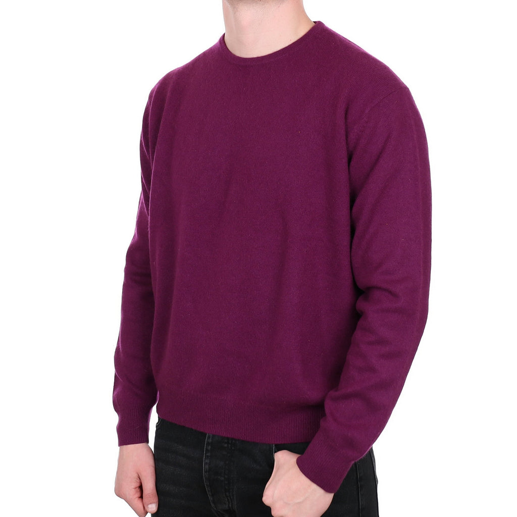 Men's Plum Purple Cashmere Crew Neck Jumper XXL