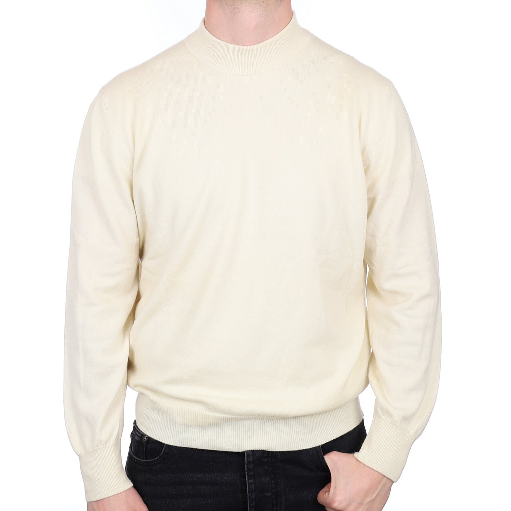 Men's Vanilla Cream Cashmere Turtle Neck Jumper XXL