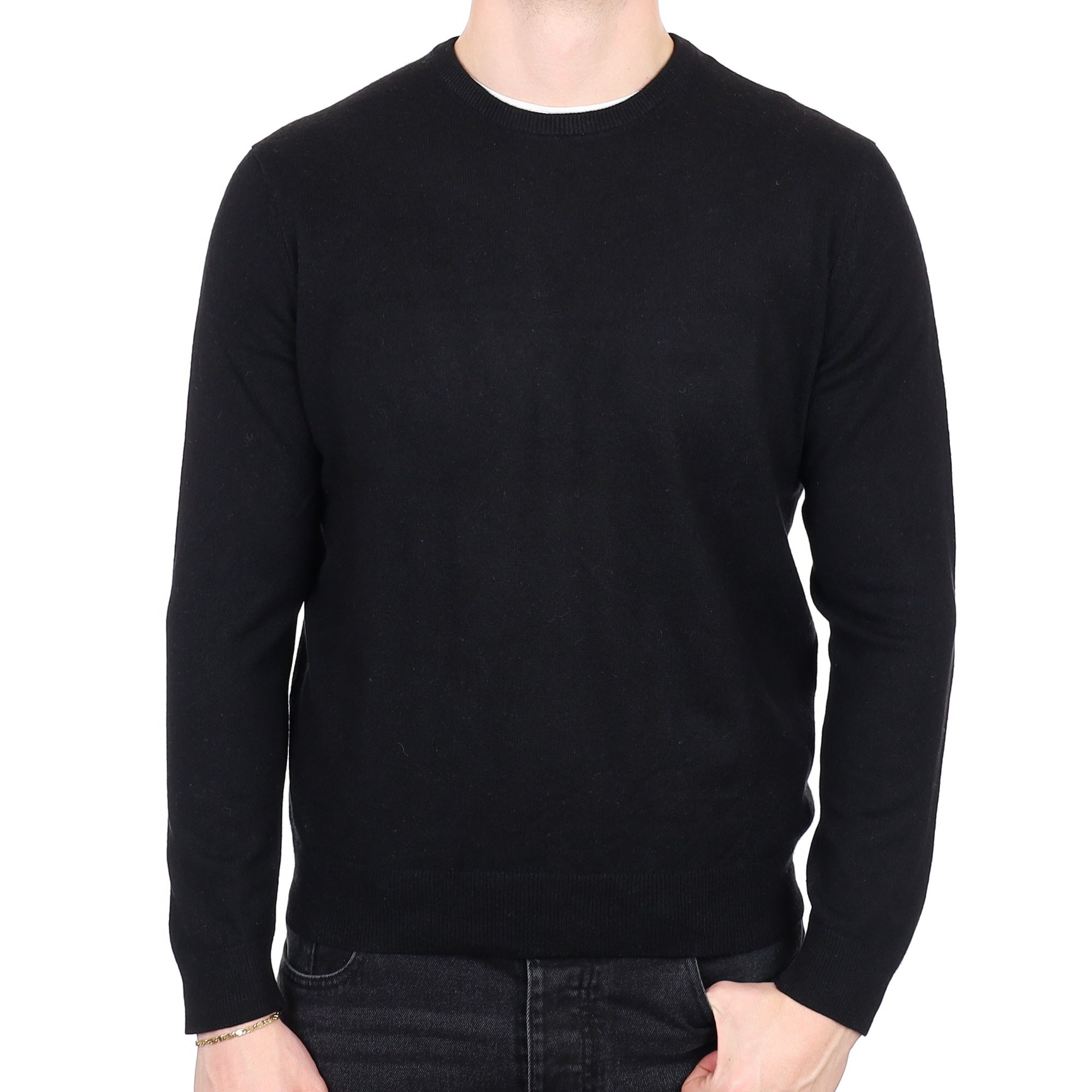 Men's Black Cashmere Crew Neck Jumper XL