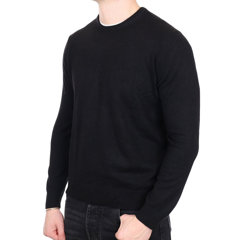 Men's Black Cashmere Crew Neck Jumper XL