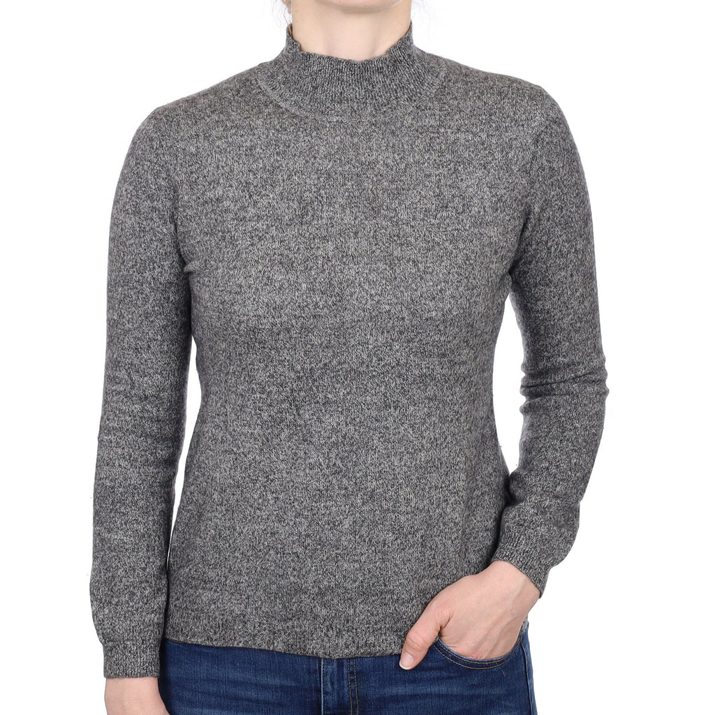 Grey Marl Cashmere Turtle Neck Jumper Small