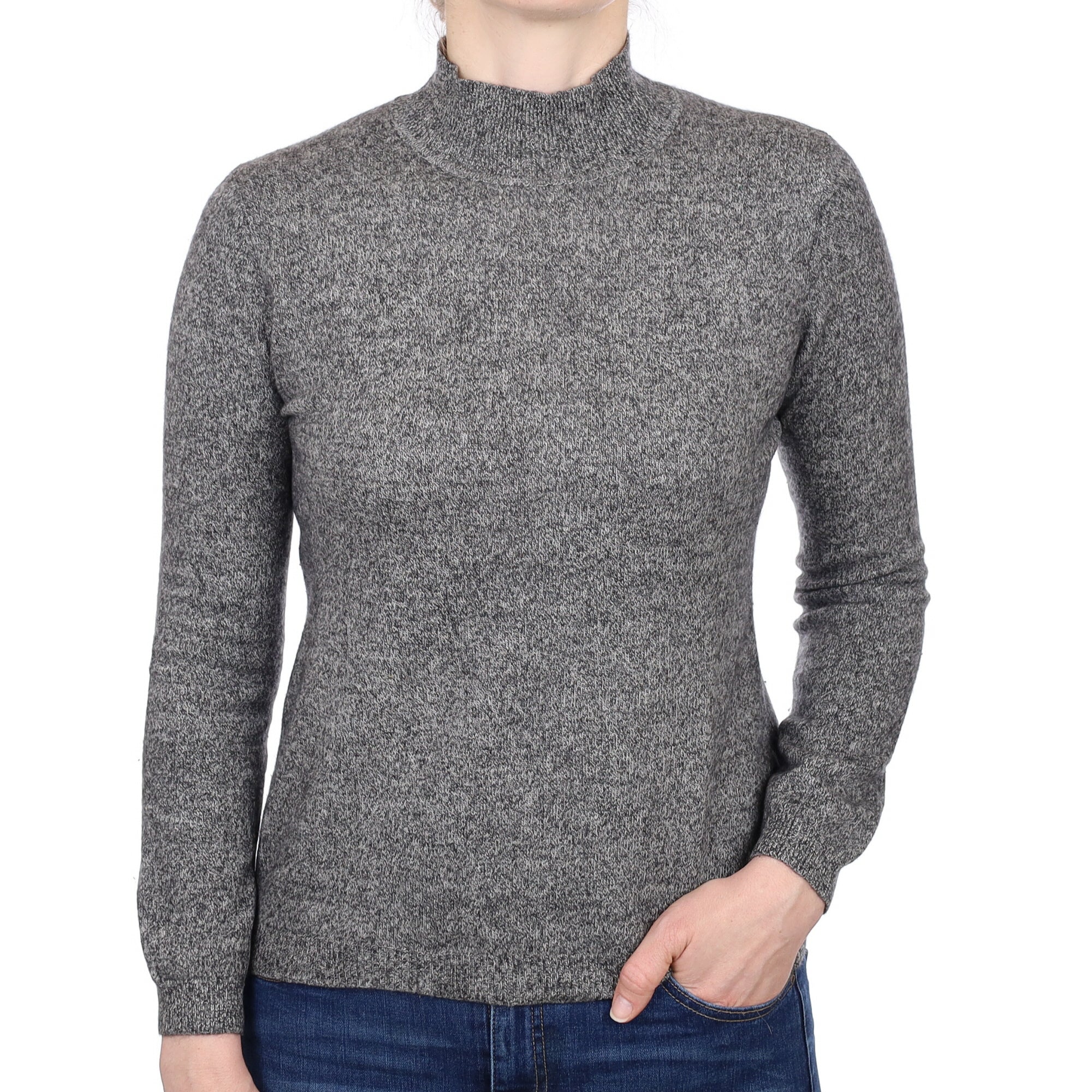 Grey Marl Cashmere Turtle Neck Jumper Small