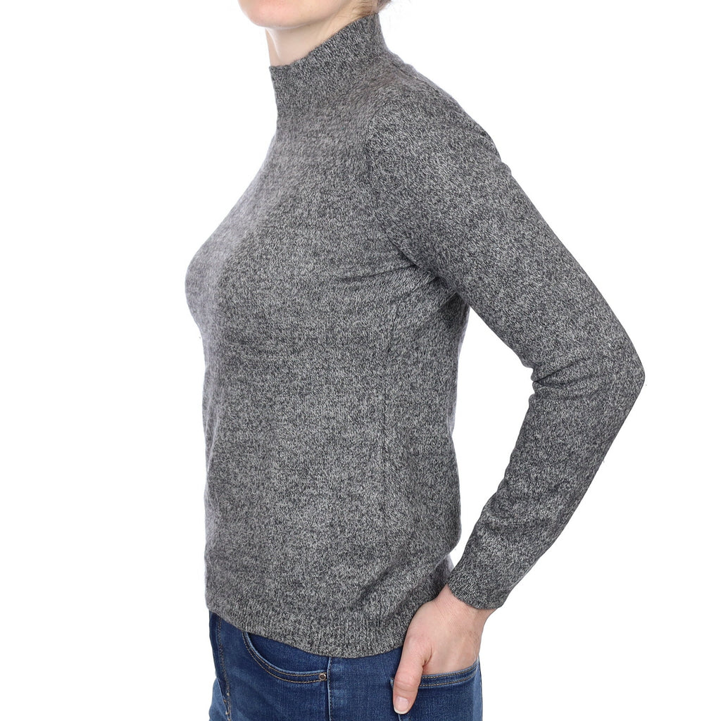 Grey Marl Cashmere Turtle Neck Jumper Small