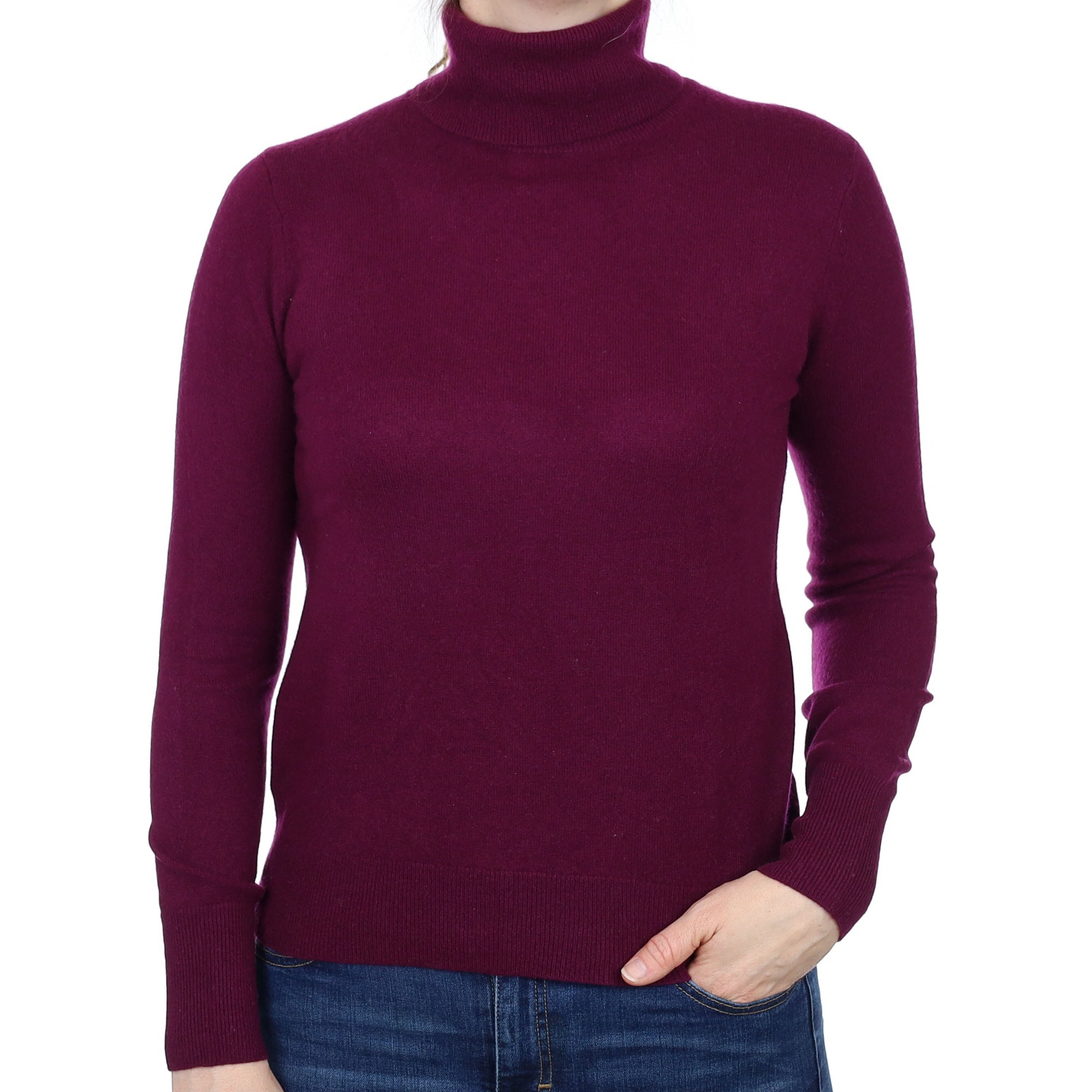 Mulberry Purple Cashmere Polo Neck Jumper Small