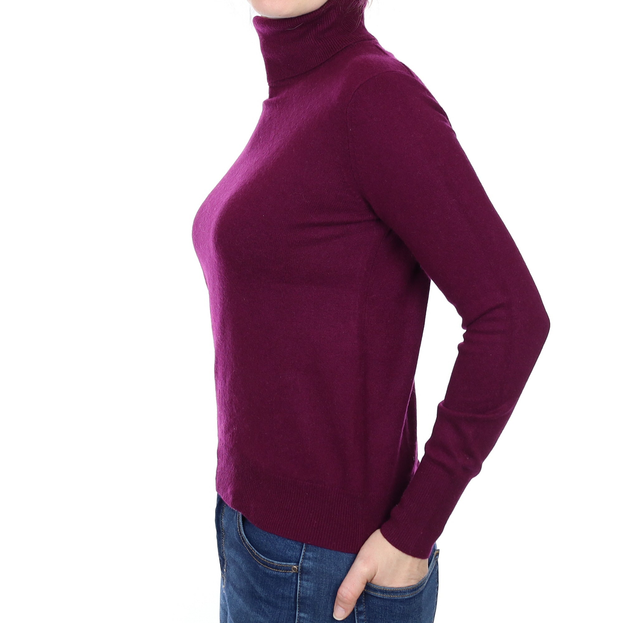Mulberry Purple Cashmere Polo Neck Jumper Small