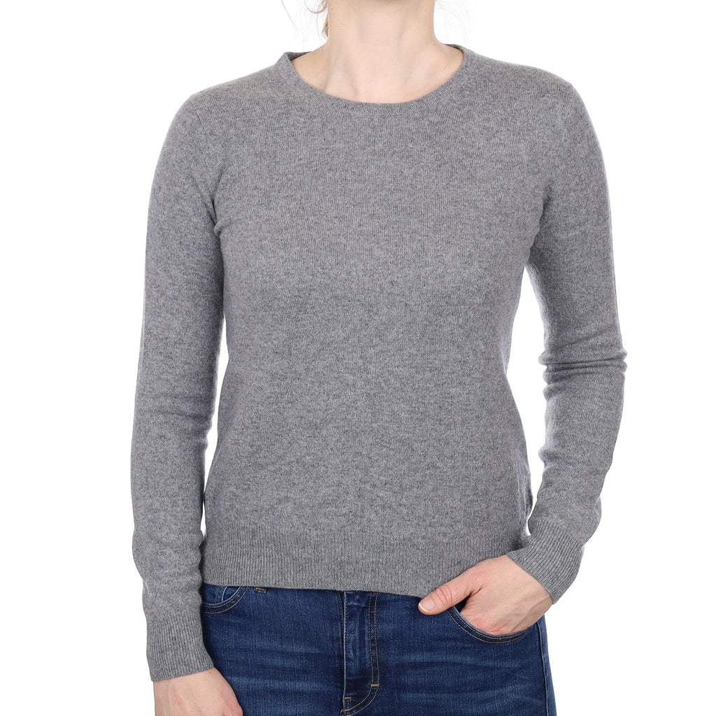Ash Grey Cashmere Crew Neck Jumper Small