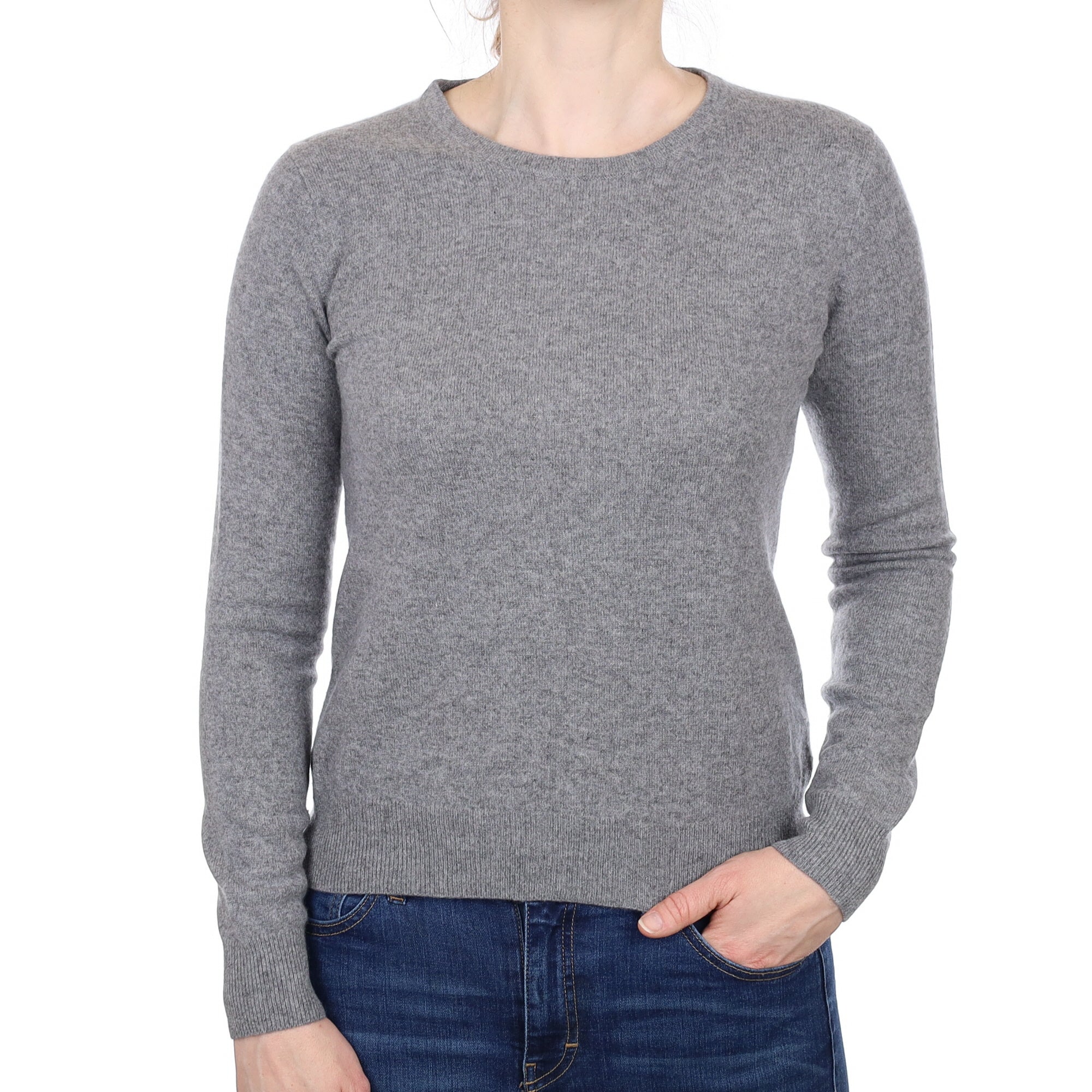 Ash Grey Cashmere Crew Neck Jumper Small
