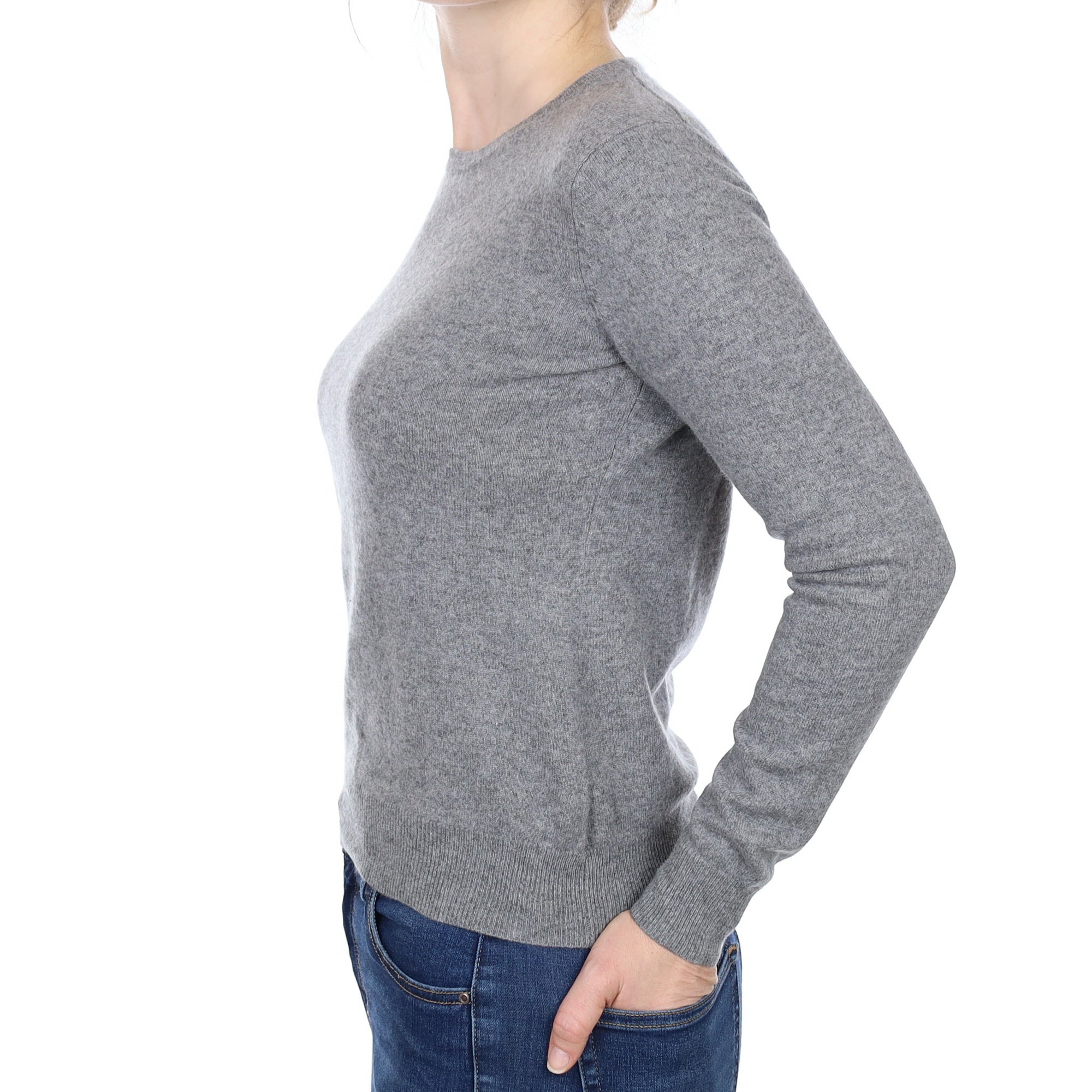 Ash Grey Cashmere Crew Neck Jumper Small