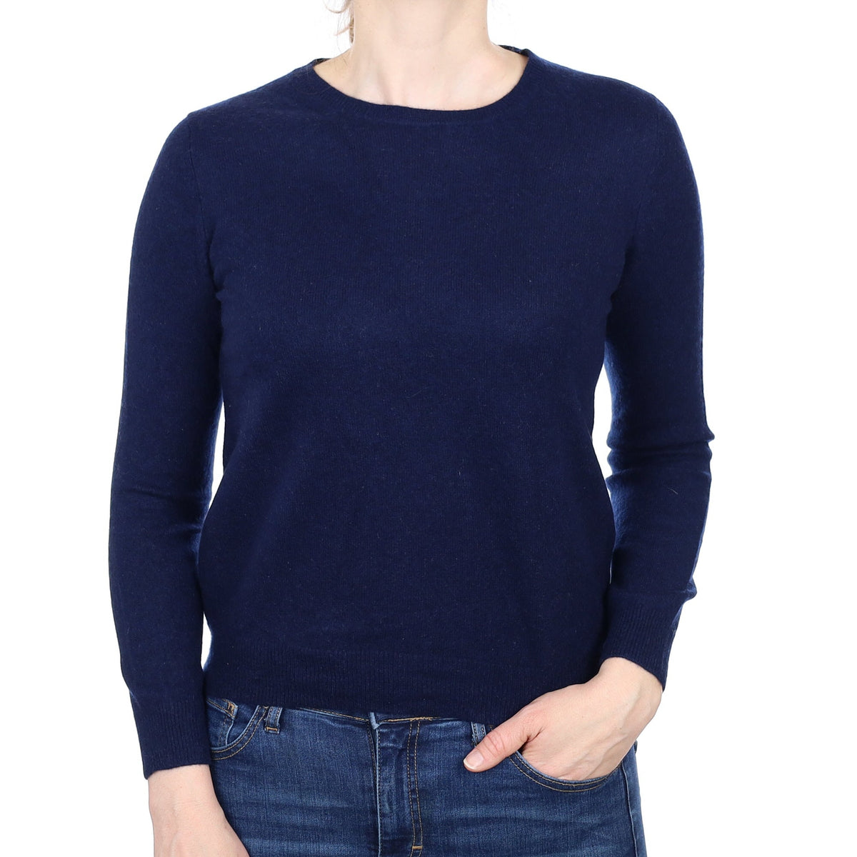 Navy Blue Cashmere Crew Neck Jumper Small