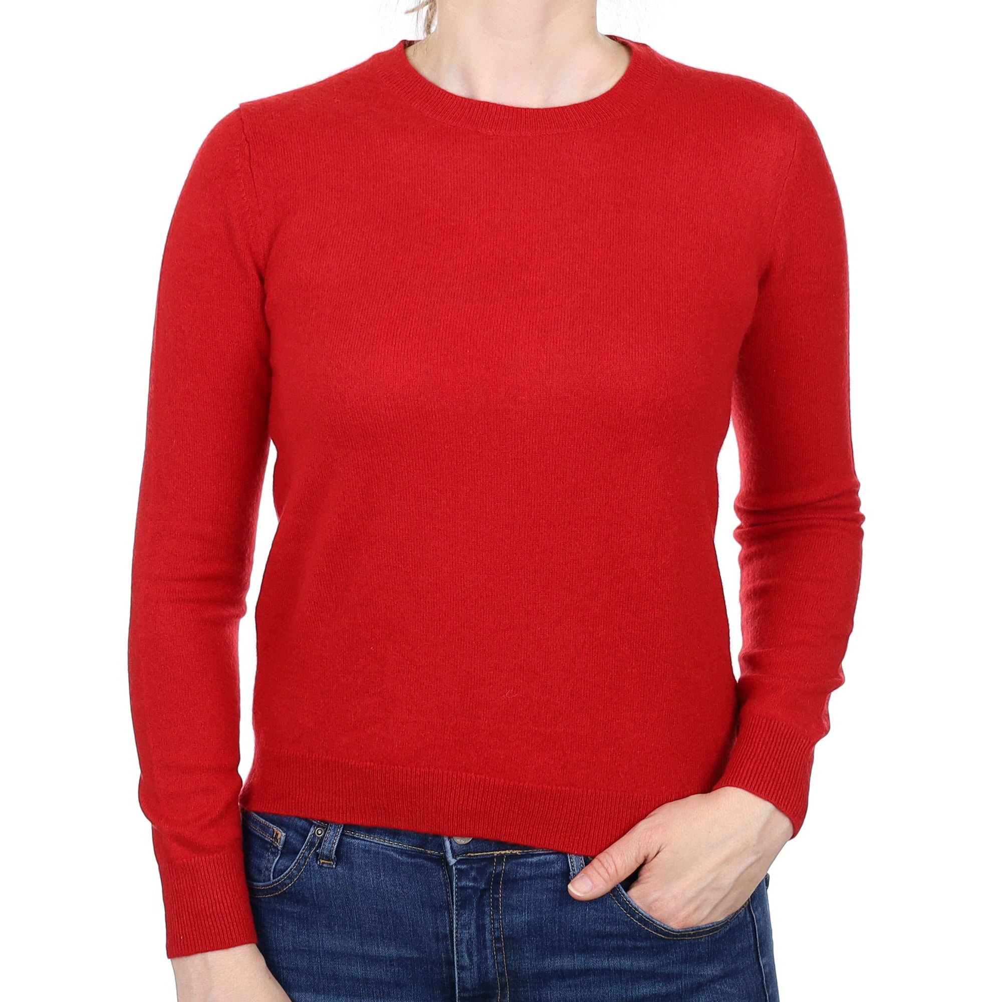 Spanish Red Cashmere Crew Neck Jumper Small