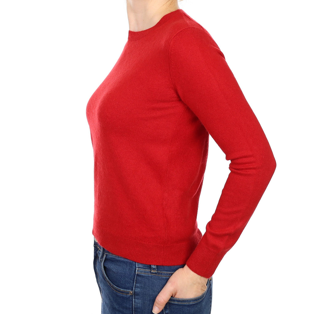 Spanish Red Cashmere Crew Neck Jumper Small
