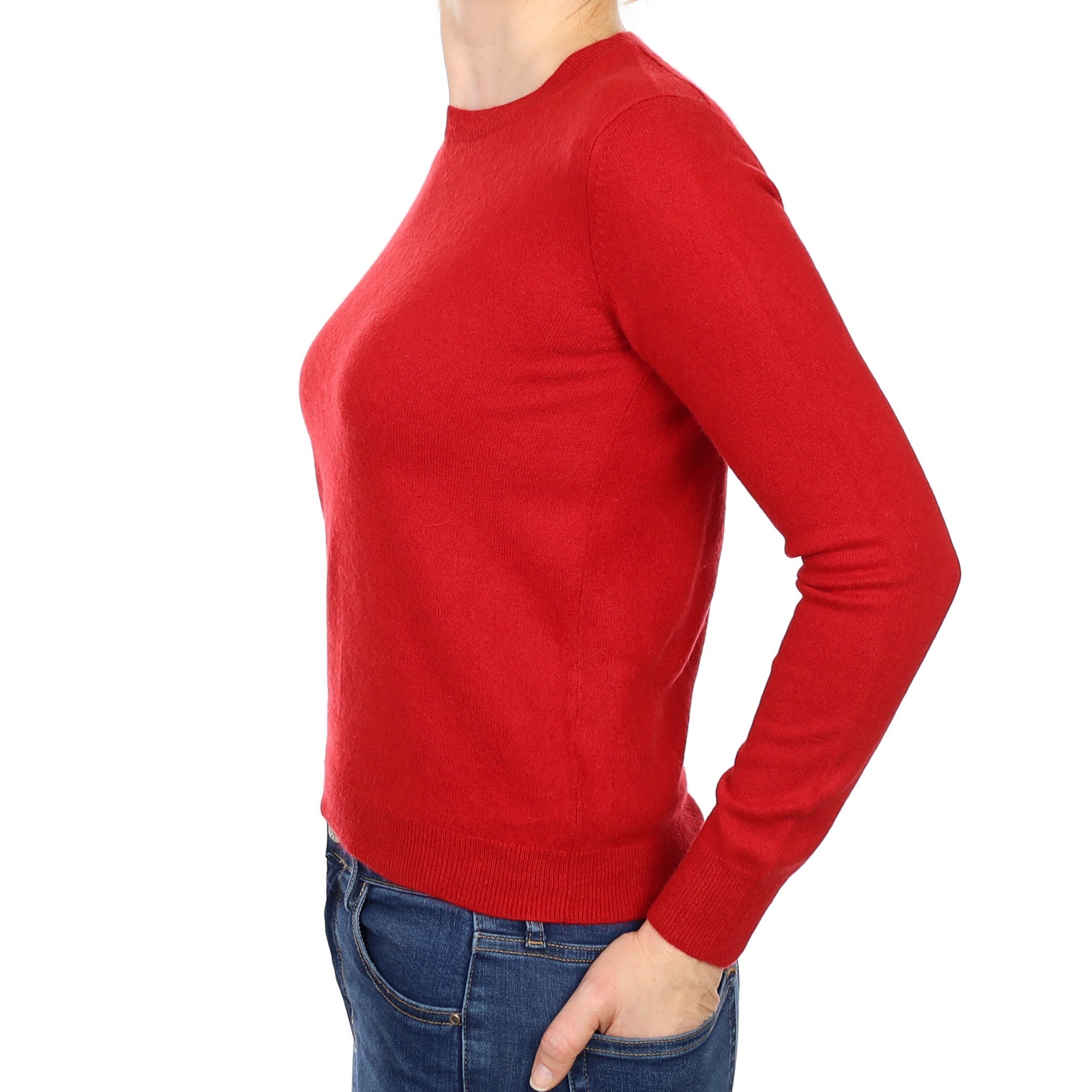 Spanish Red Cashmere Crew Neck Jumper Small