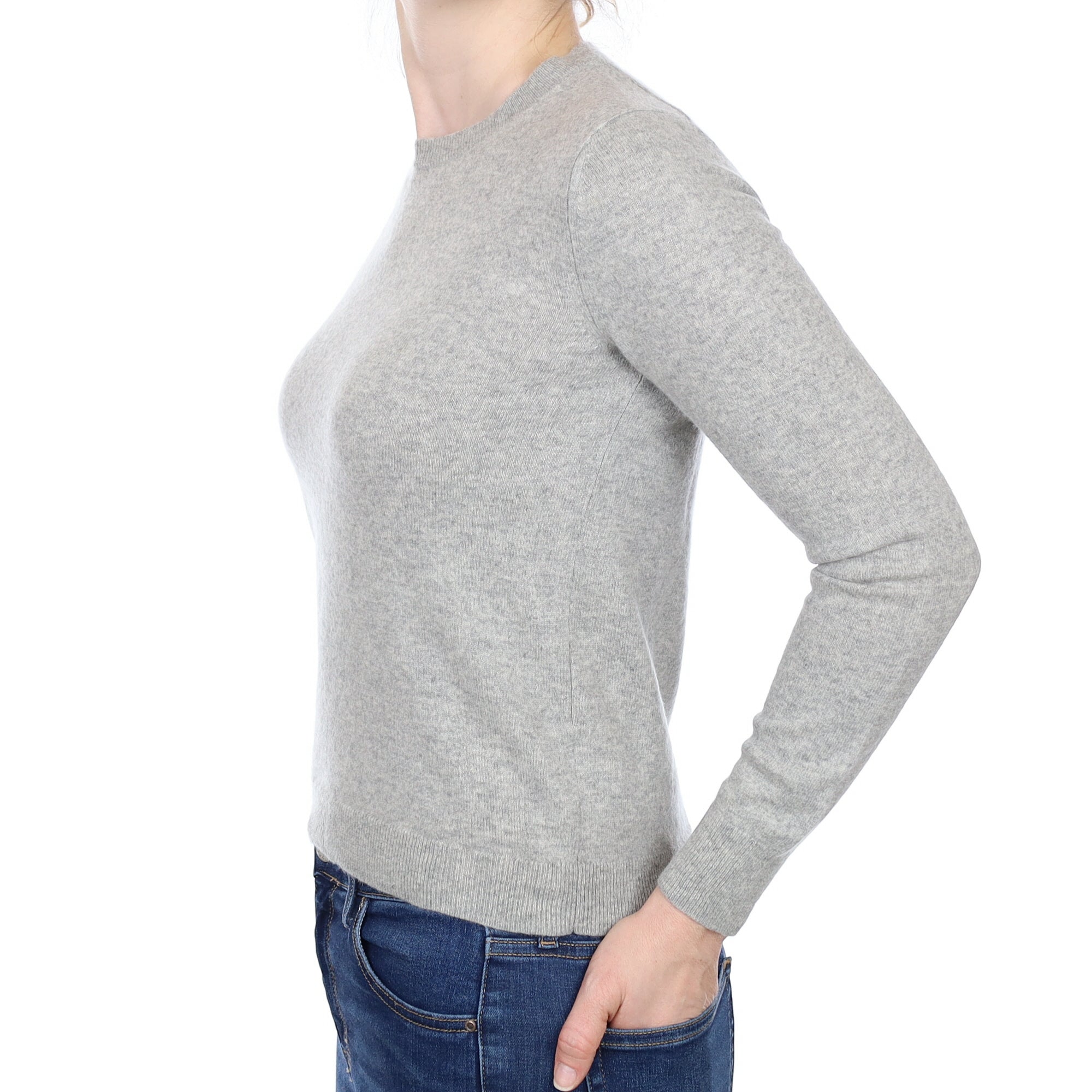 Smoke Grey Cashmere Crew Neck Jumper Small