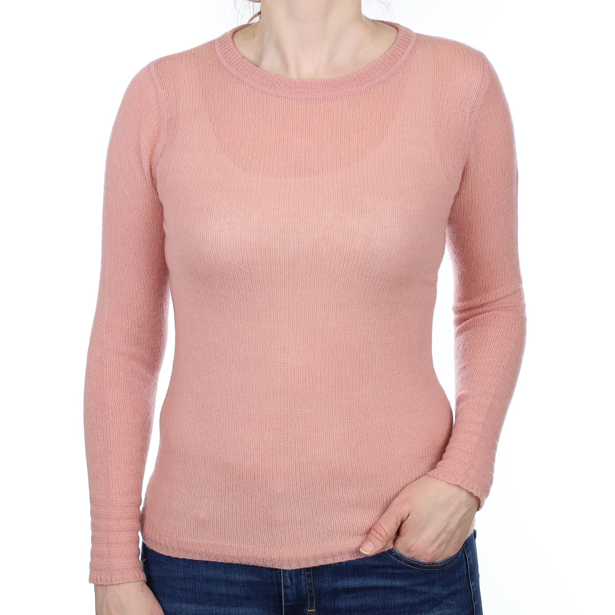Faded Heather Cashmere Crew Neck Jumper Small