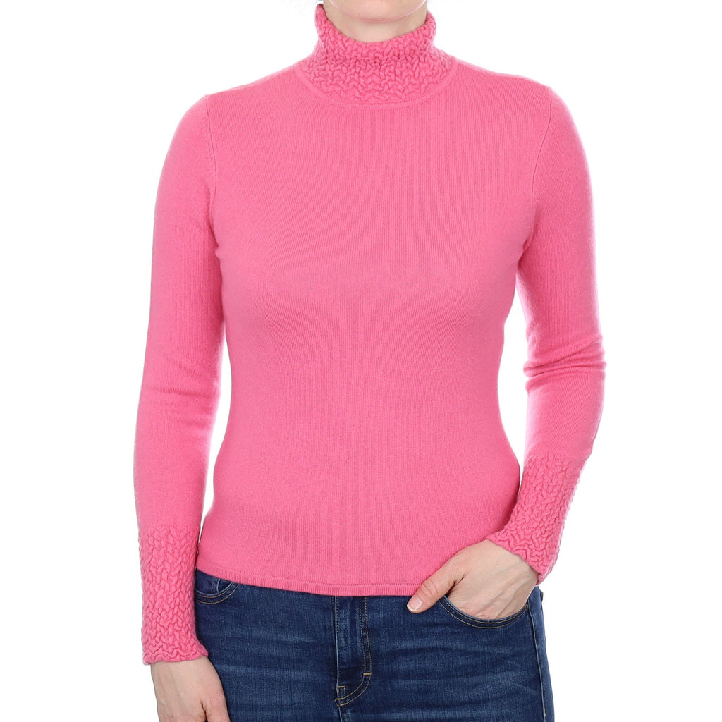 Lupin Pink Cashmere Turtle Neck Jumper Small