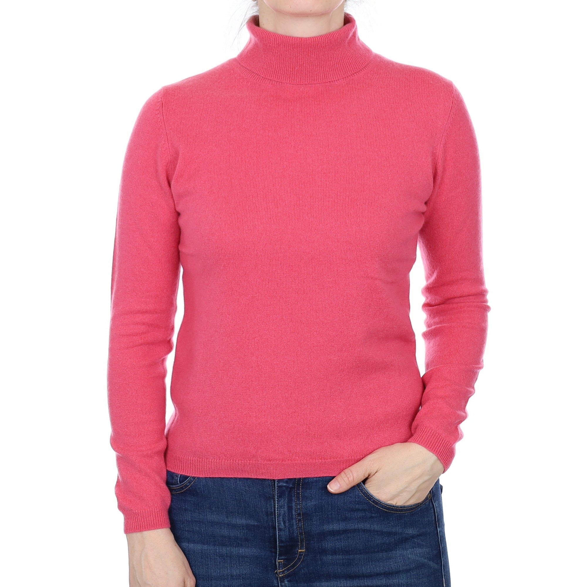 Lupin Pink Cashmere Polo Neck Jumper Small