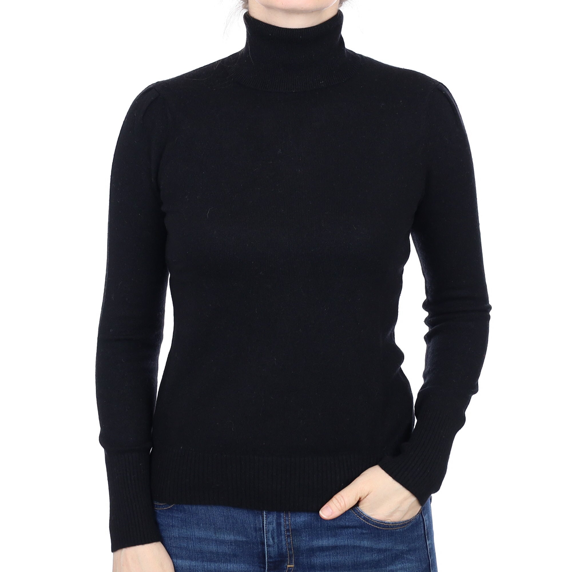 Black Cashmere Polo Neck Jumper Small