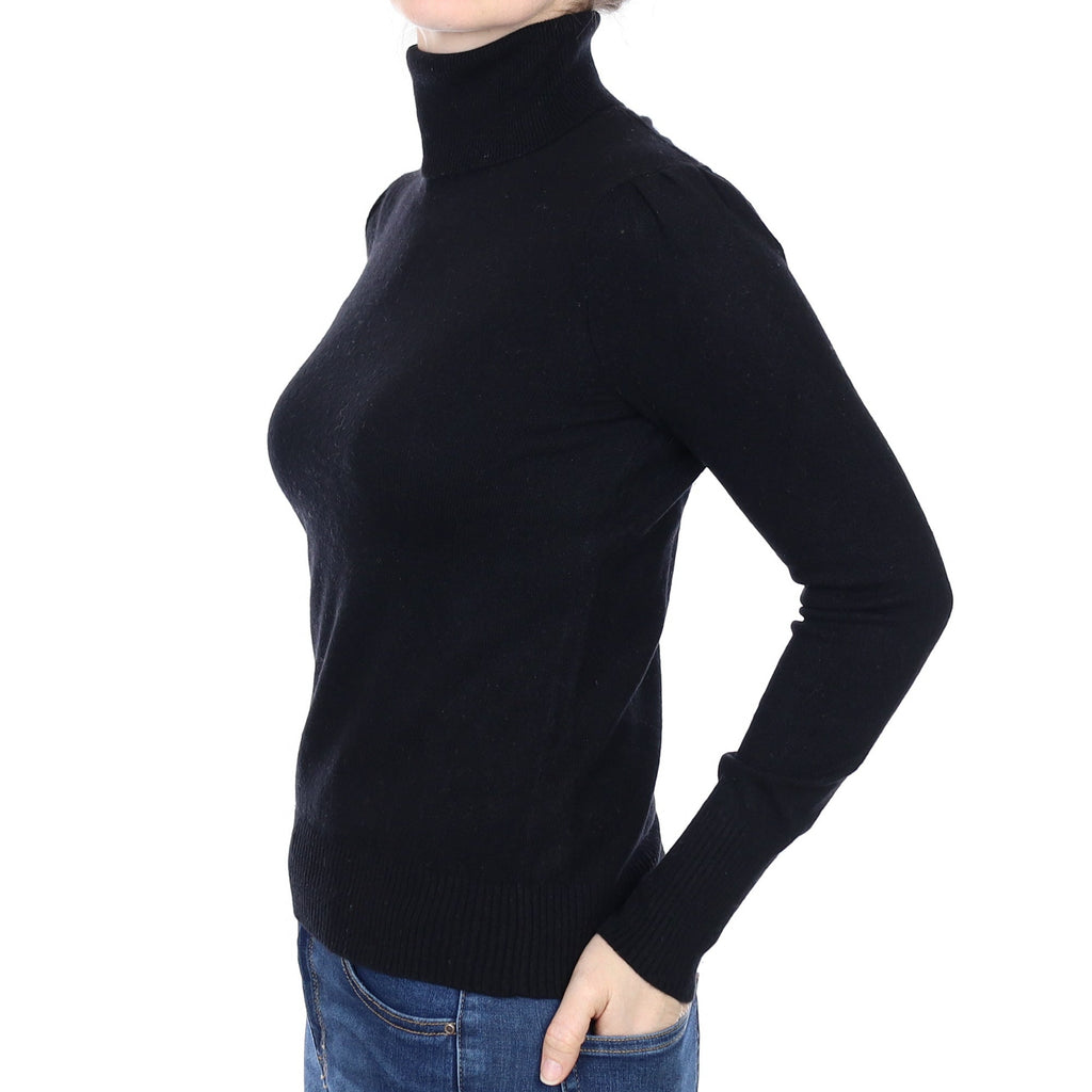 Black Cashmere Polo Neck Jumper Small