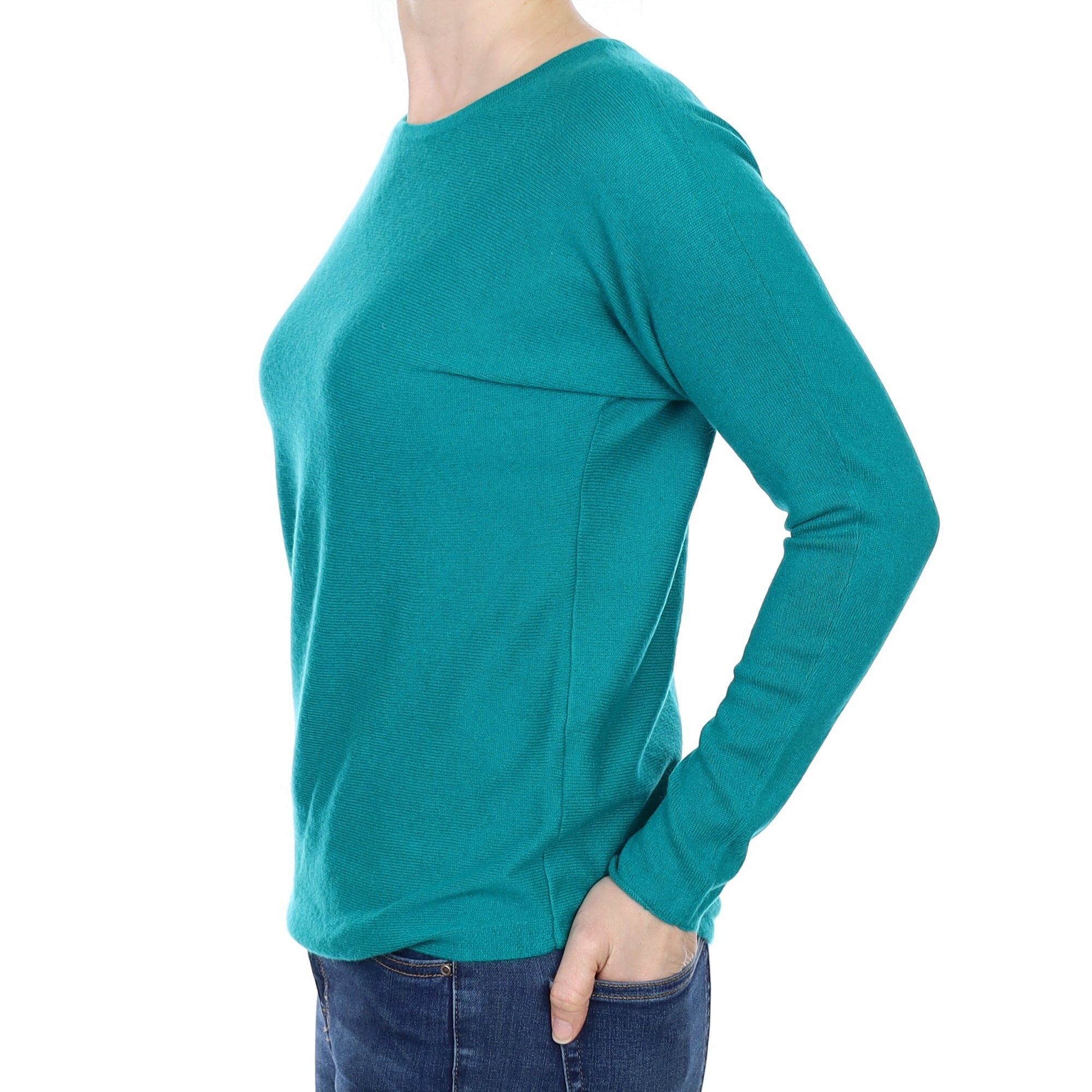 Cyan Green Cashmere Boat Neck Jumper Small