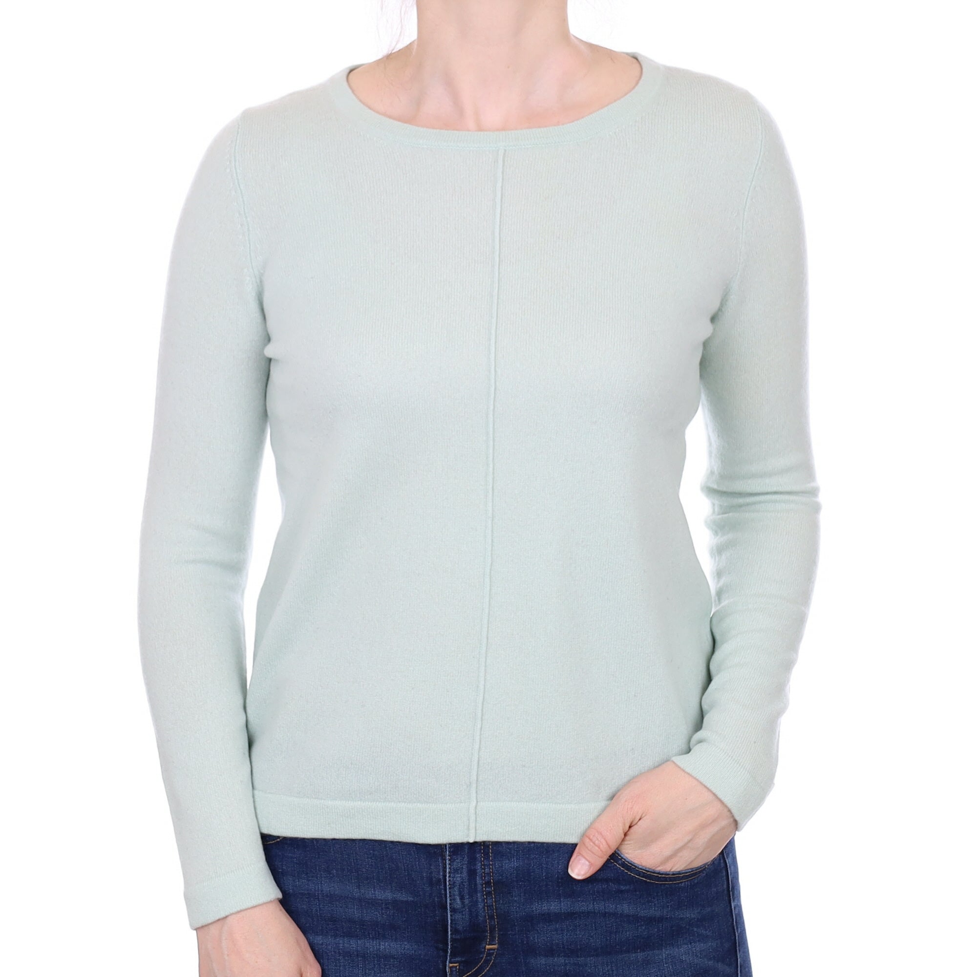 Duck Egg Green Cashmere Crew Neck Jumper Small