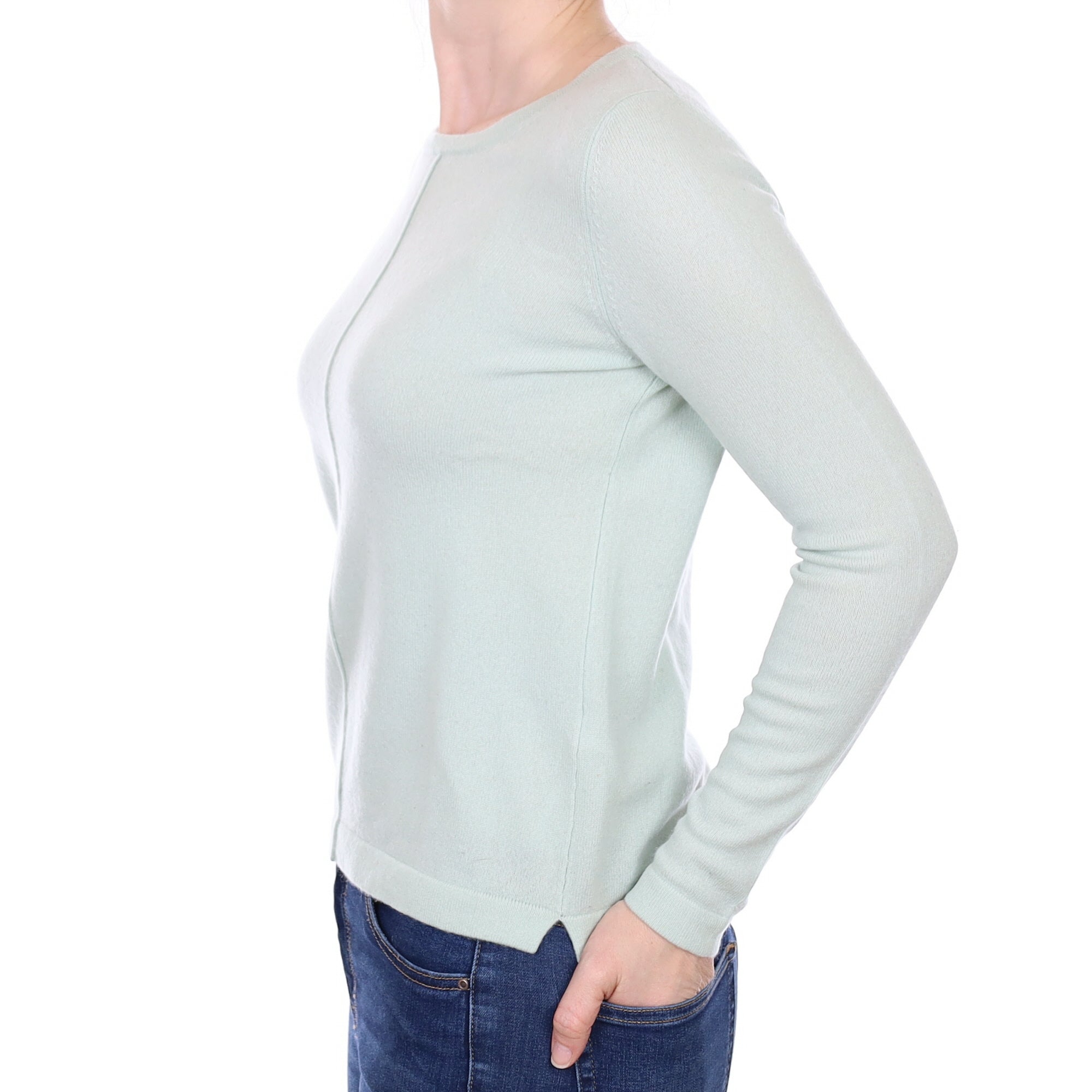 Duck Egg Green Cashmere Crew Neck Jumper Small