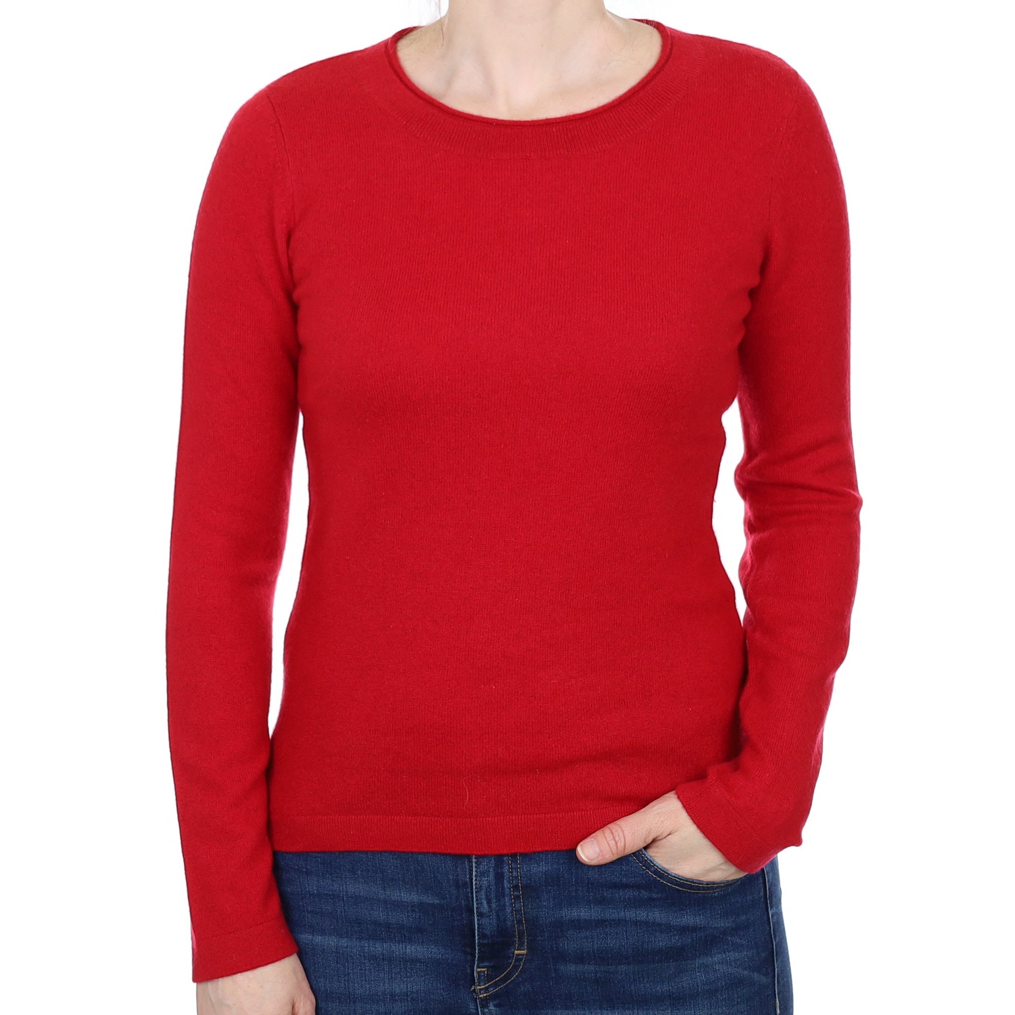 Post Box Red Cashmere Crew Neck Jumper Small