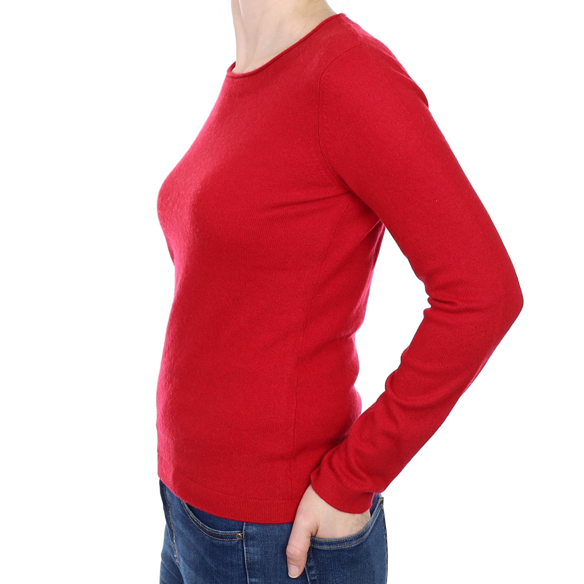 Post Box Red Cashmere Crew Neck Jumper Small