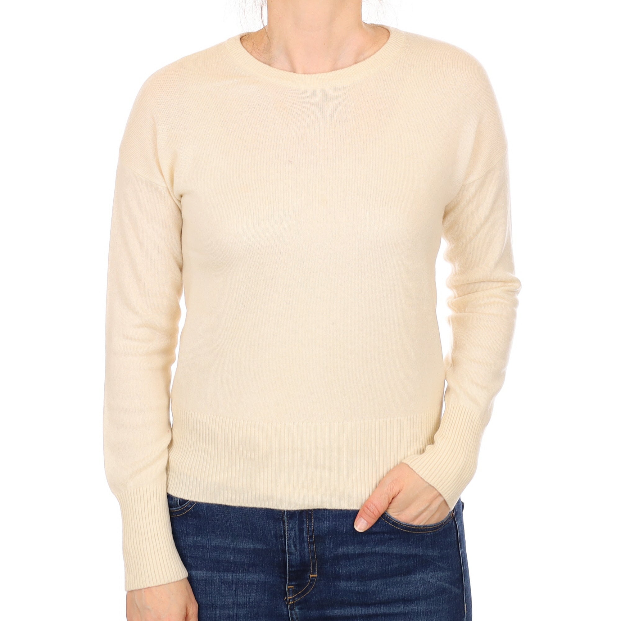 Vanilla Cream Cashmere Crew Neck Jumper Small
