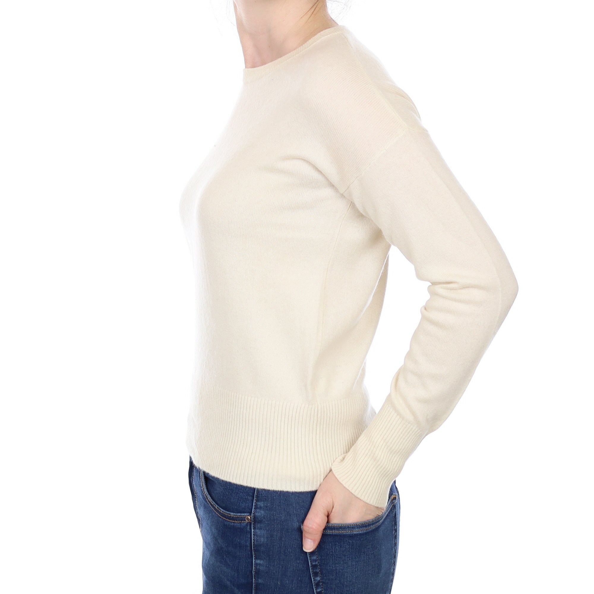 Vanilla Cream Cashmere Crew Neck Jumper Small