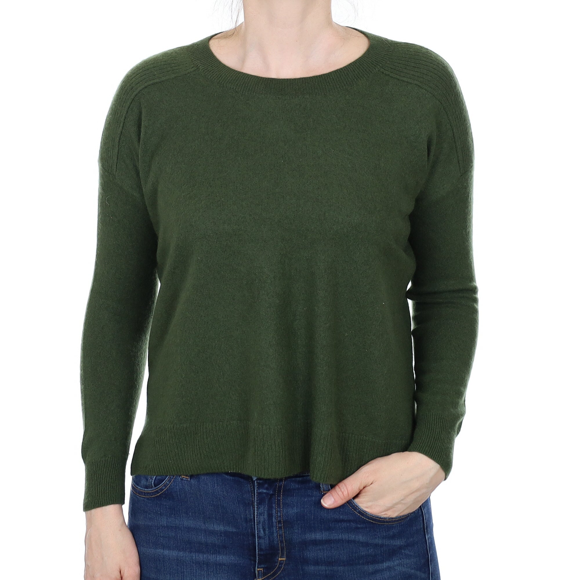 Forest Green Cashmere Crew Neck Jumper Small