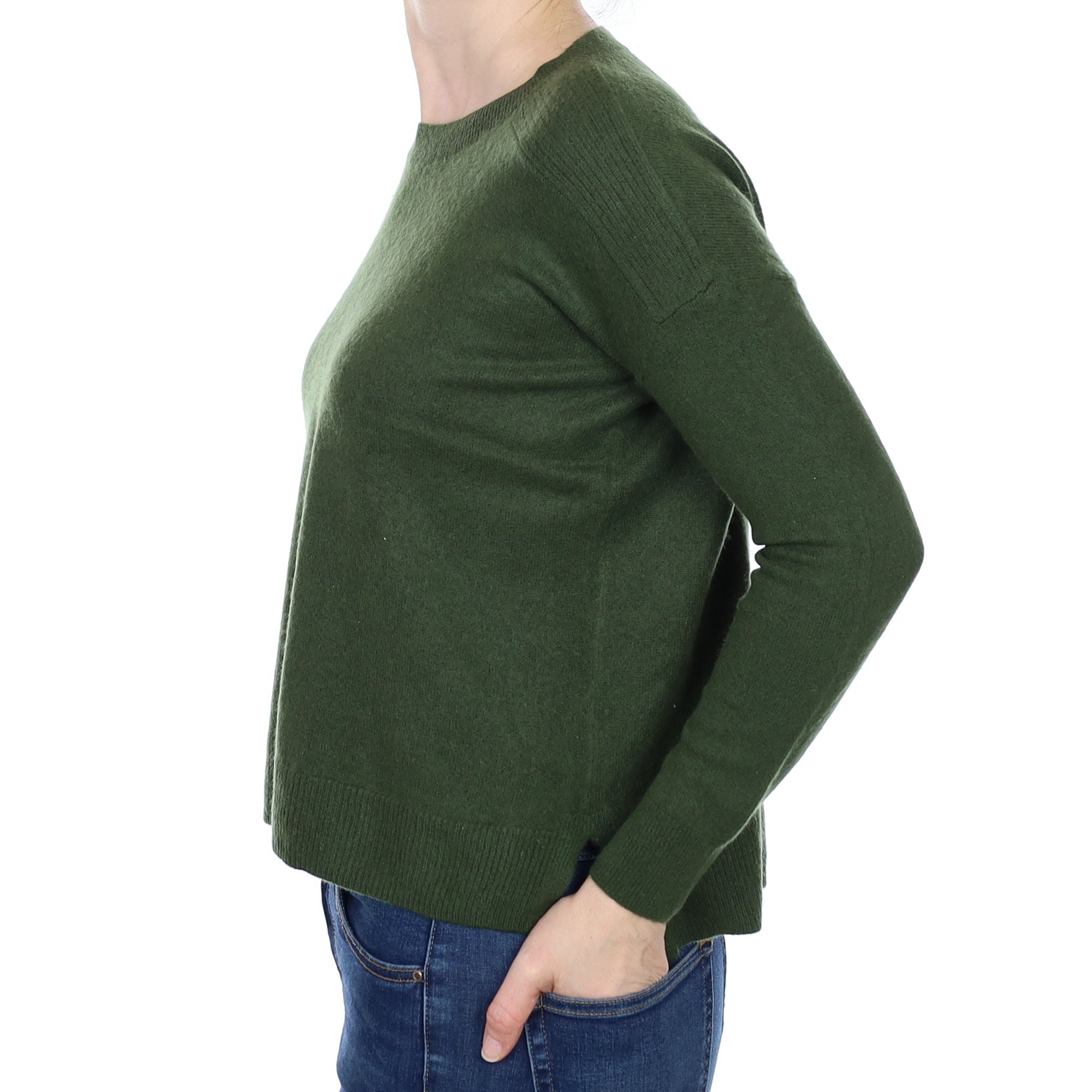 Forest Green Cashmere Crew Neck Jumper Small
