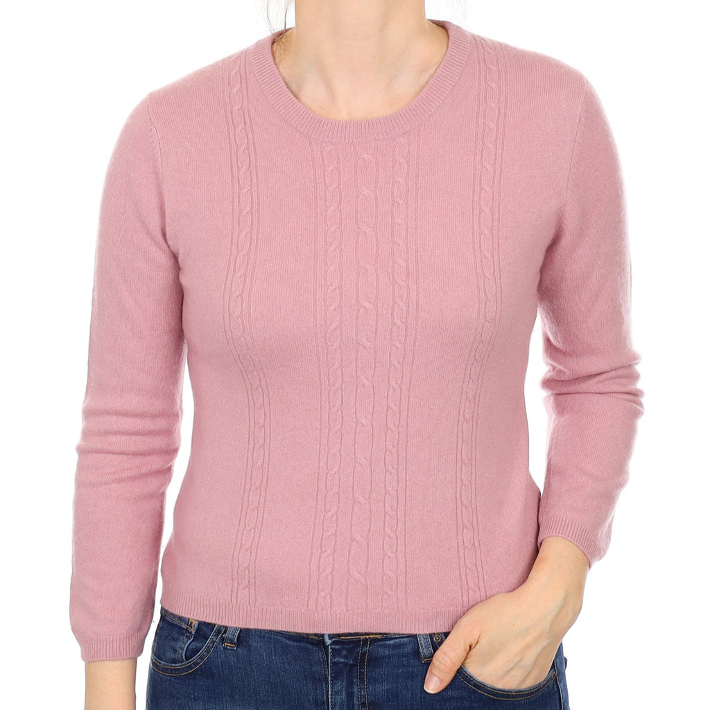 Foxglove Pink Cashmere Crew Neck Jumper Small